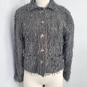 Vintage Kindred Spirit Fringe Yarn Textured Blazer Cropped Jacket